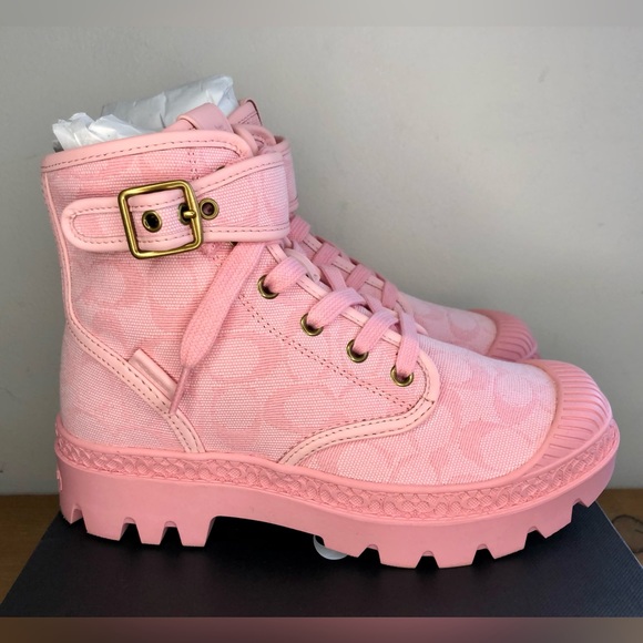 Coach Trooper Canvas Mid Top Boot in Crystal Pink Size 6.5 - Picture 4 of 11